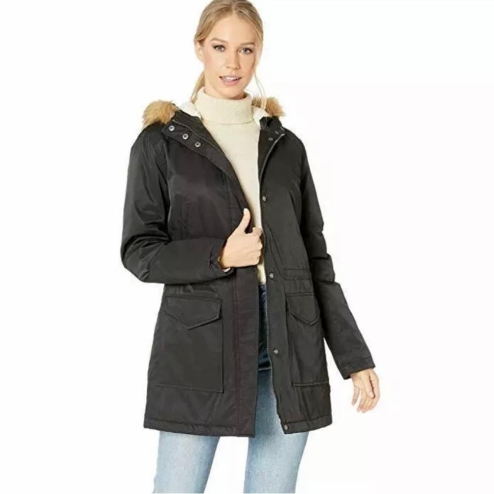 Levi's Women‎ Sherpa Quilted Parka Utility Jacket Shacket Fur Hood Size 3X Plus
